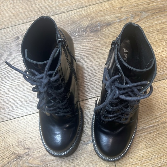 Jeffrey Campbell Legion Black Leather Lace Up Chunky Ankle Boots Size 8.5M - Picture 3 of 10